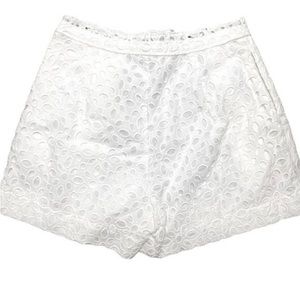 NWT J. Crew Embroidered Eyelet White Shorts with Tie Waist, Size 4